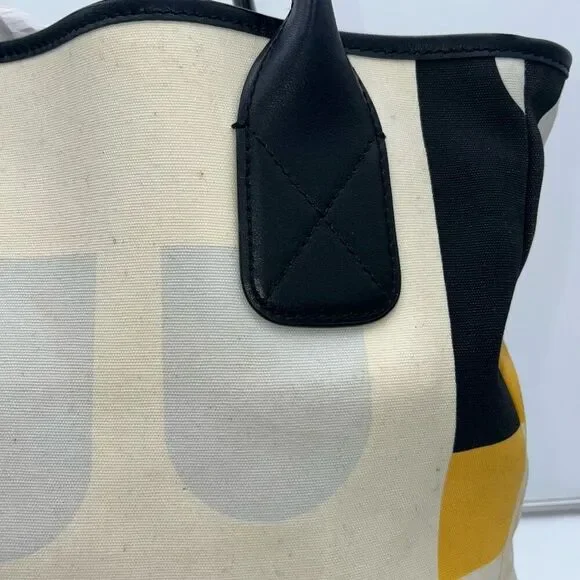 Authentic BALLY Vintage Canvas Leather Tote Hand Bag Color Block